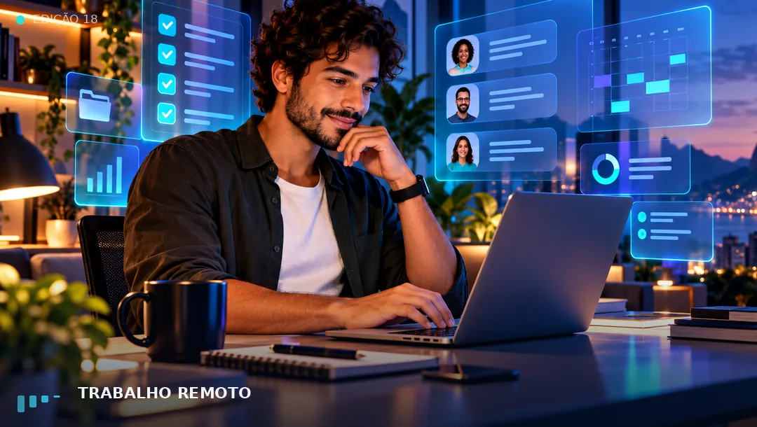 Arte editorial sobre Como começar no atendimento por chat em home office
